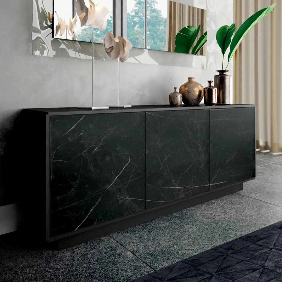 Madia con 3 Ante e Struttura Laccata e Laminata Made in Italy - Ferrara Viadurini