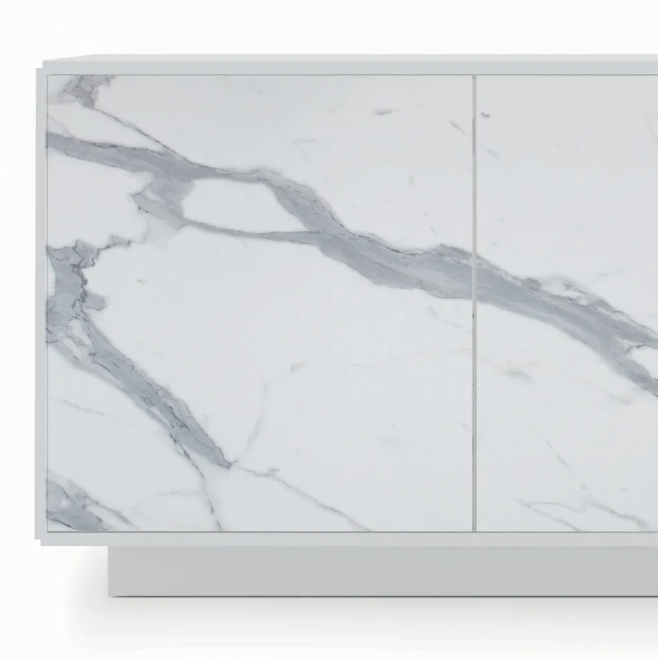 Madia con 3 Ante e Struttura Laccata e Laminata Made in Italy - Ferrara Viadurini