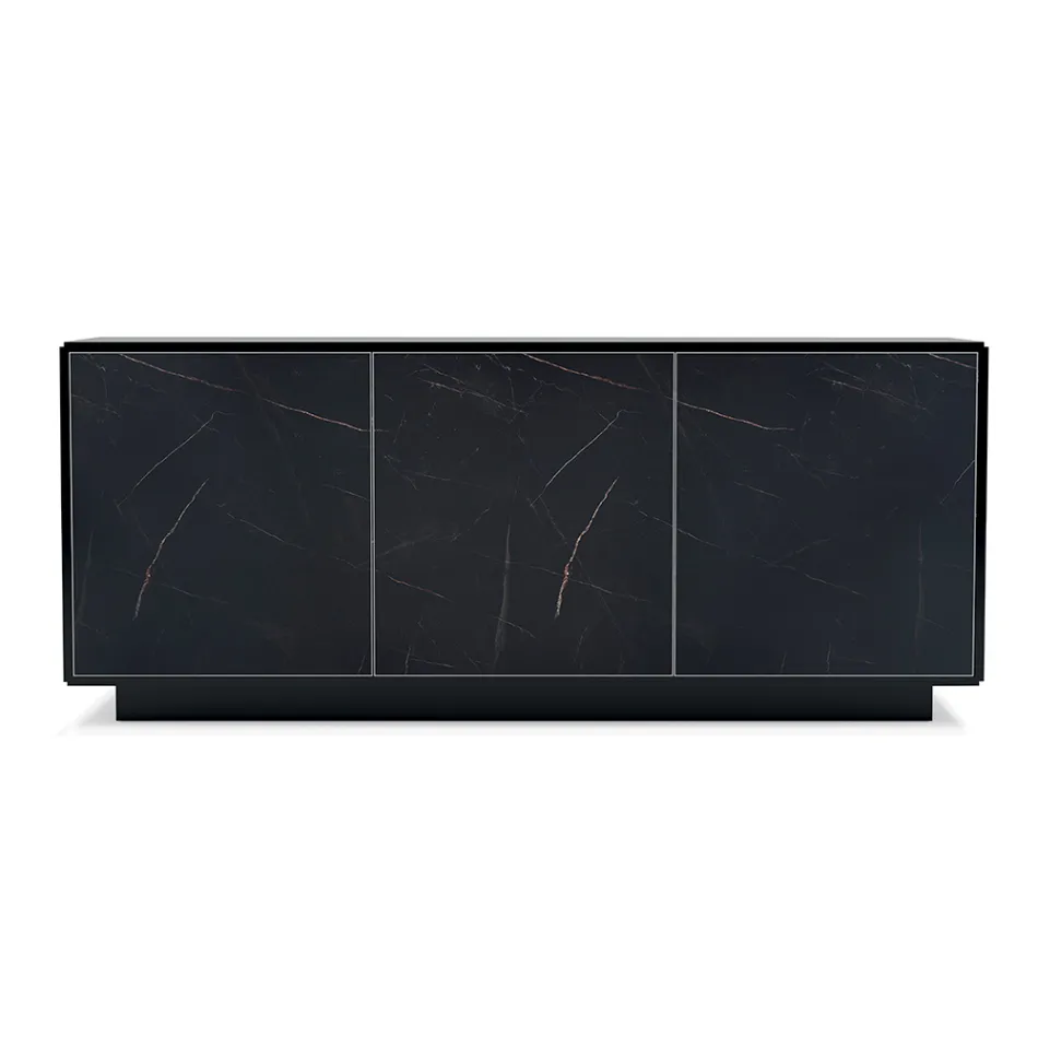 Madia con 3 Ante e Struttura Laccata e Laminata Made in Italy - Ferrara Viadurini