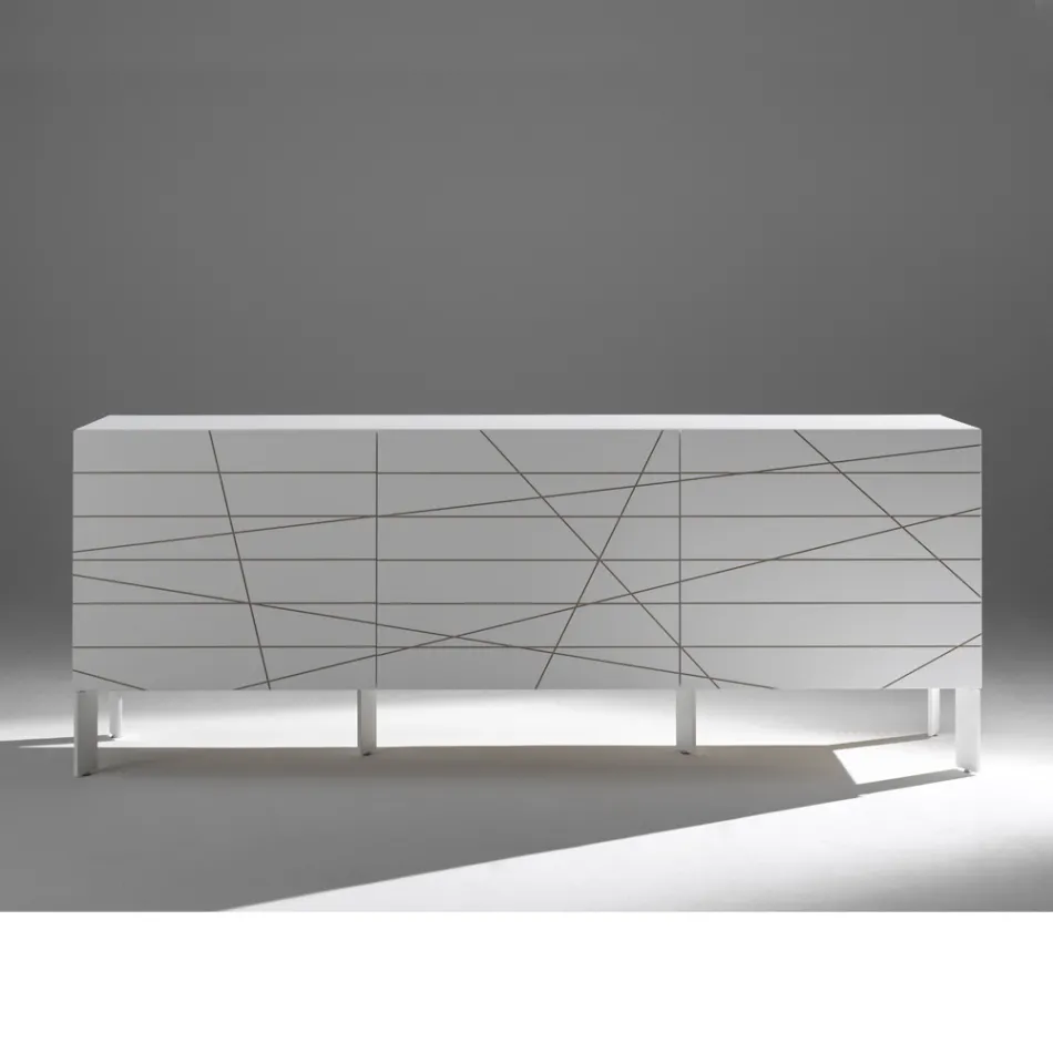 Madia con 3 Ante in Agglomerato Ligneo Verniciato - Ariete Viadurini