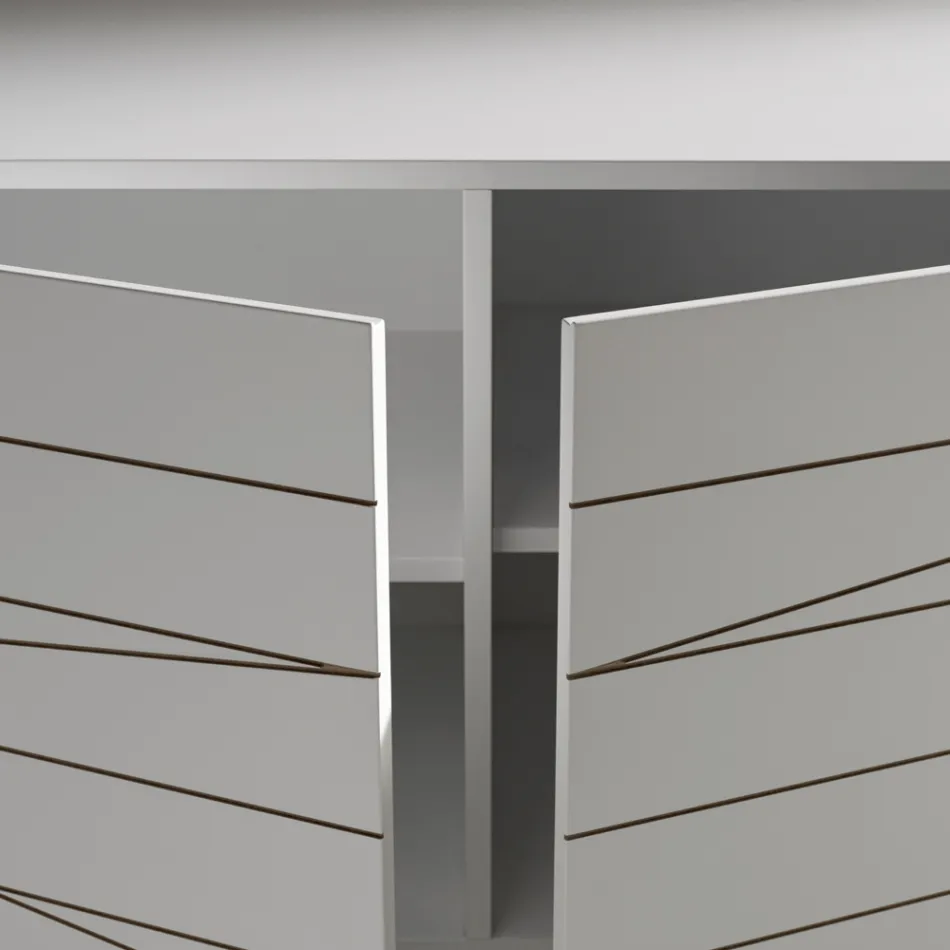 Madia con 3 Ante in Agglomerato Ligneo Verniciato - Ariete Viadurini