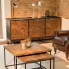 Madia con 3 Ante in Legno Riciclato Patchwork e Struttura in Metallo - Slide Viadurini