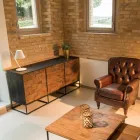 Madia con 3 Ante in Legno Riciclato Patchwork e Struttura in Metallo - Slide Viadurini