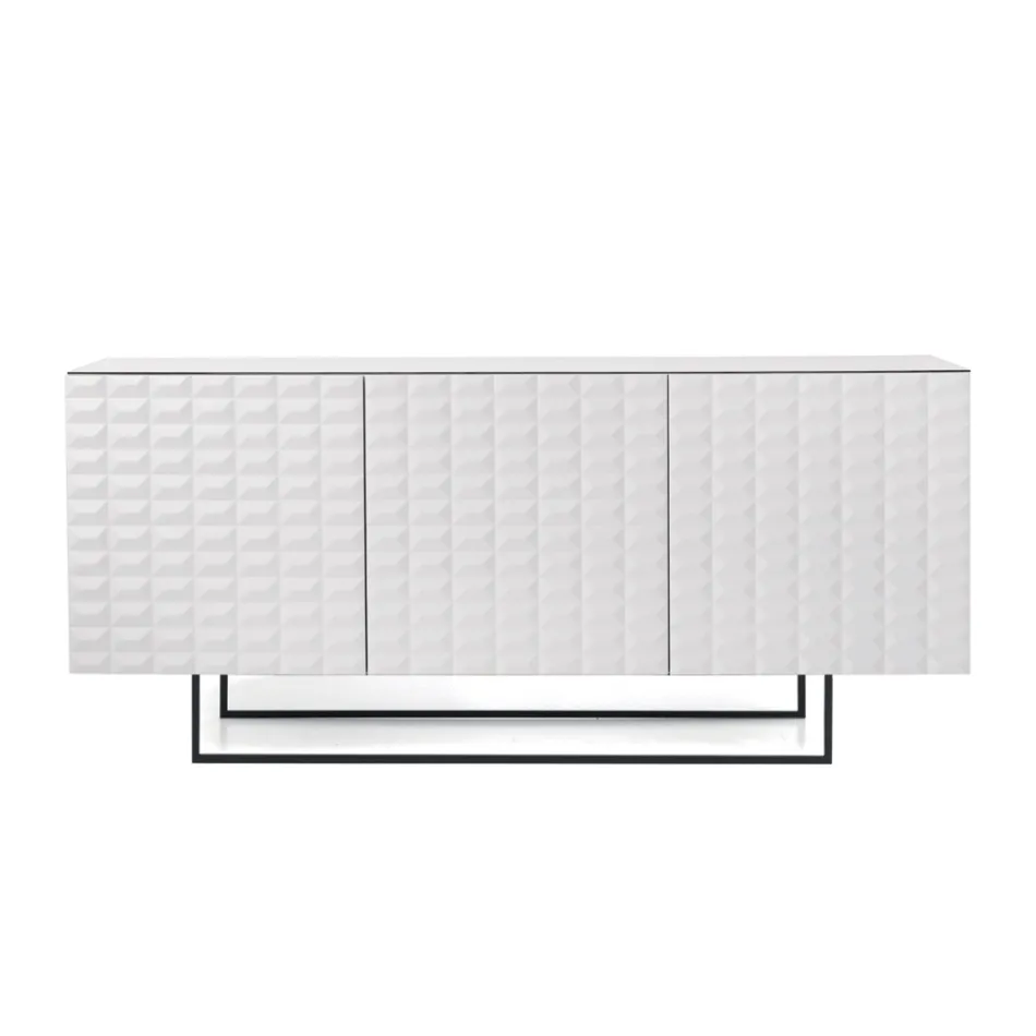 Madia con 3 Ante in MDF Rivestito in PVC Laccato Made in Italy - Dorotea Viadurini