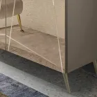 Madia con 3 Ante Rivestite in Vetro Specchio e Base in Metallo - Eleonora Viadurini