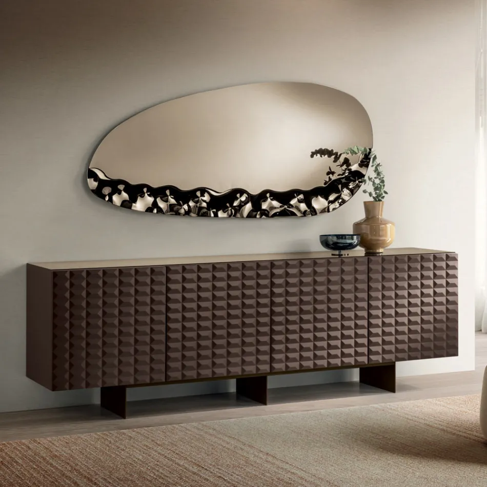Madia con 4 Ante in MDF Rivestito in PVC Laccato Made in Italy - Dorotea Viadurini