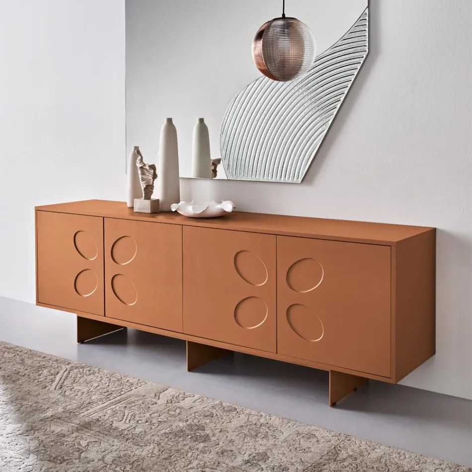 Madia con Quattro Ante in Mdf e Nobilitato in Due Finiture Made in Italy - Rialto Viadurini