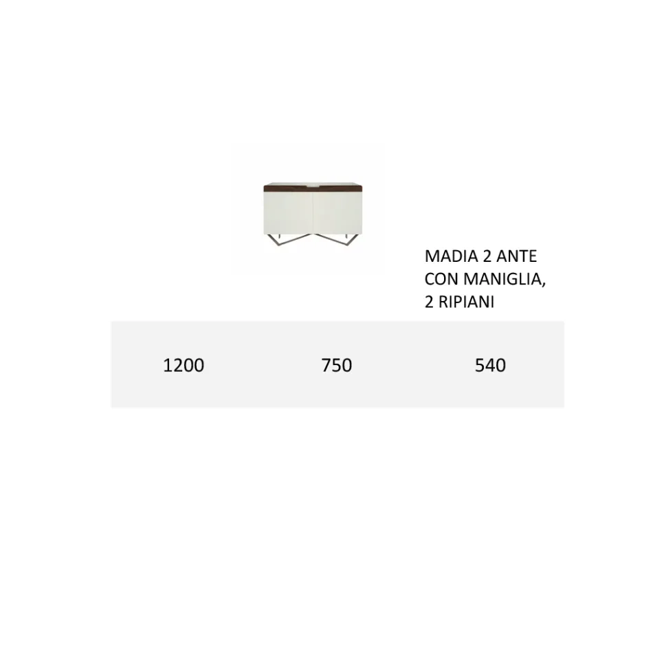 Madia con Struttura in Mdf Bianco 2 Piedi in Ferro Made in Italy - Corallo Viadurini