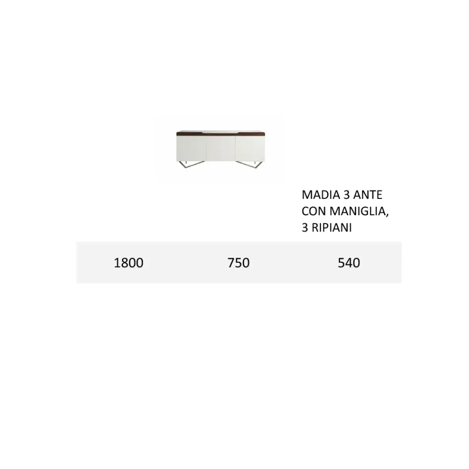 Madia con Struttura in Mdf Bianco 2 Piedi in Ferro Made in Italy - Corallo Viadurini