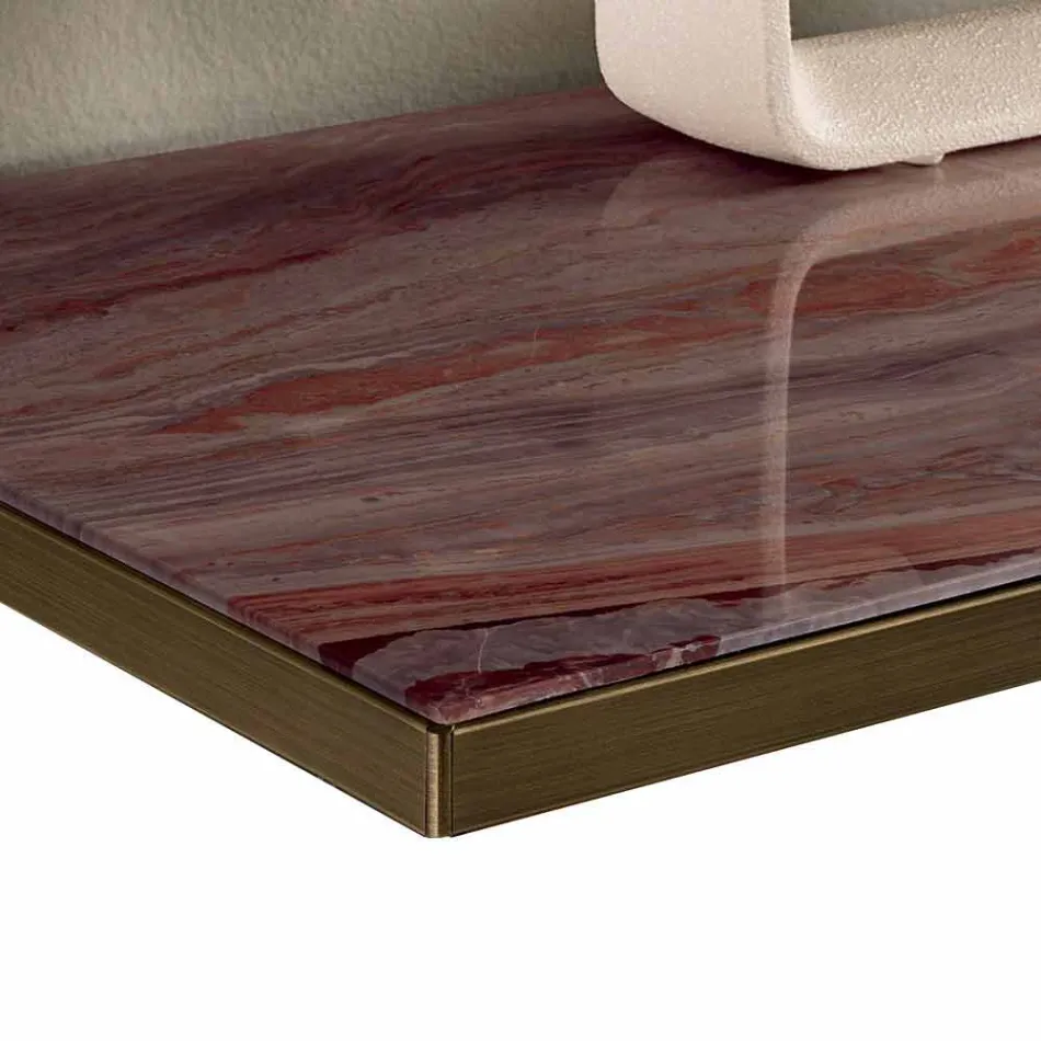 Madia Credenza da Soggiorno in Vetro Fumè e Marmo Verde Guatemala - Leonarda Viadurini