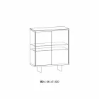 Madia Credenza da Soggiorno in Vetro Fumè e Marmo Verde Guatemala - Leonarda Viadurini