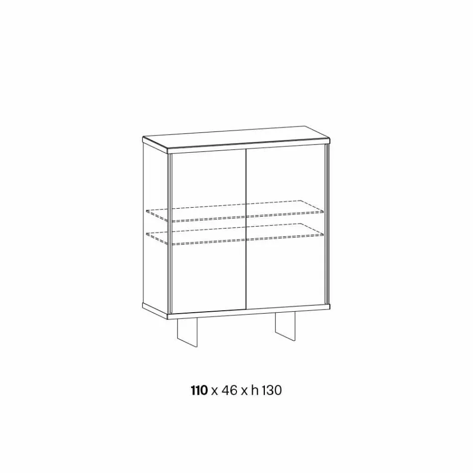 Madia Credenza da Soggiorno in Vetro Fumè e Marmo Verde Guatemala - Leonarda Viadurini