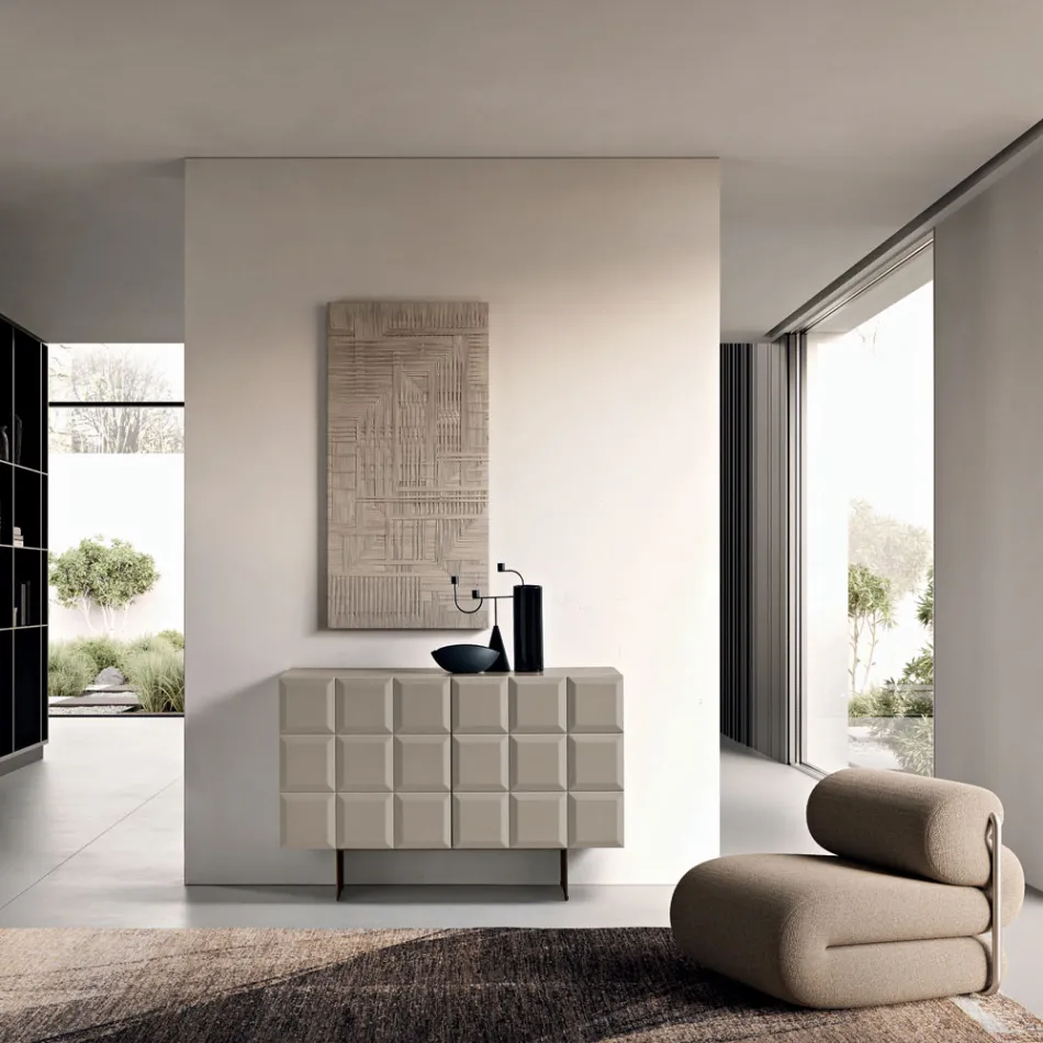 Madia da Interno con 2 Ante Quadrettate Realizzata in Italia - Elisabetta Viadurini