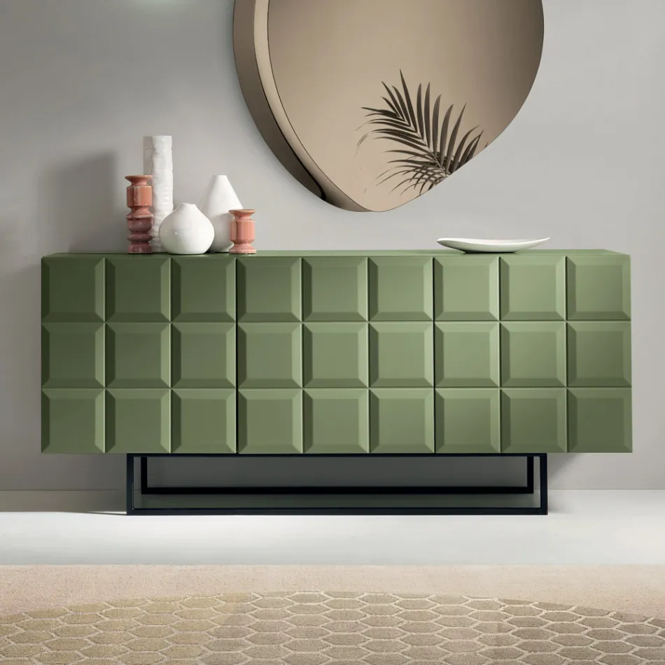 Madia da Interno con 3 Ante Quadrettate Realizzata in Italia - Elisabetta Viadurini