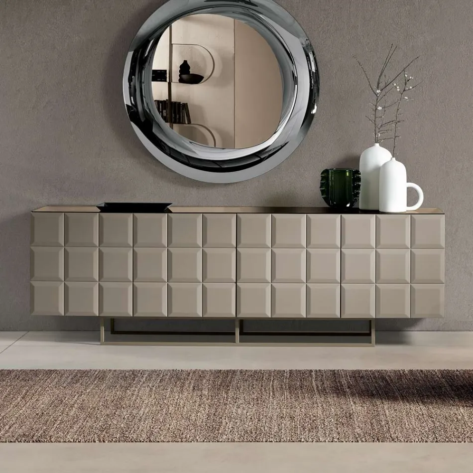 Madia da Interno con 4 Ante Quadrettate Realizzata in Italia - Elisabetta Viadurini