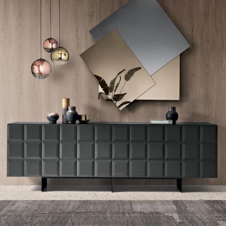 Madia da Interno con 4 Ante Quadrettate Realizzata in Italia - Elisabetta Viadurini