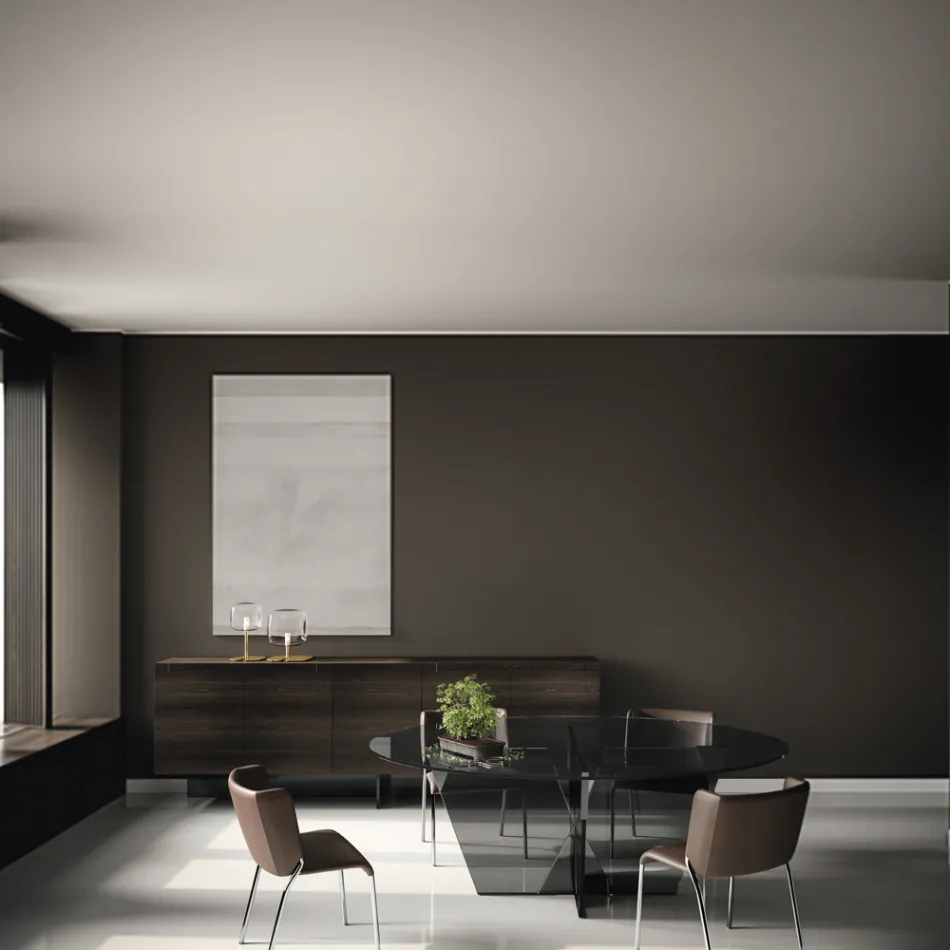 Madia da Salotto in Legno con Struttura in Vetro Made in Italy - Azuki Viadurini