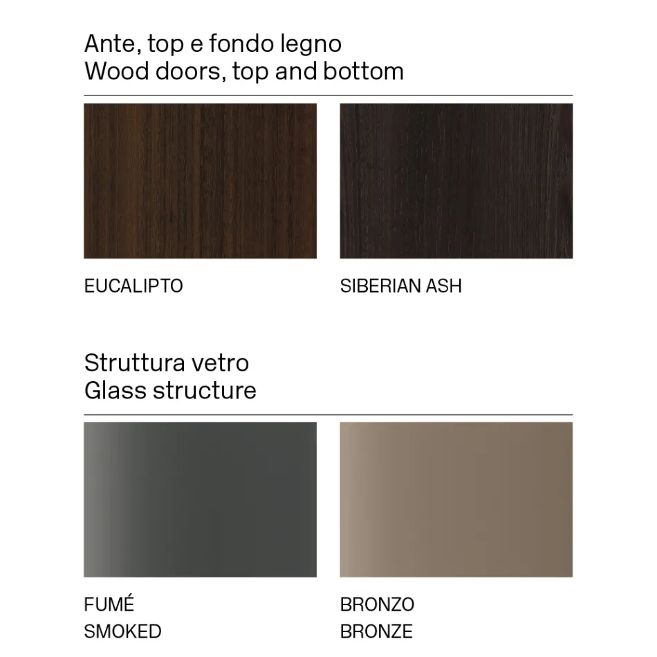 Madia da Salotto in Legno con Struttura in Vetro Made in Italy - Azuki Viadurini