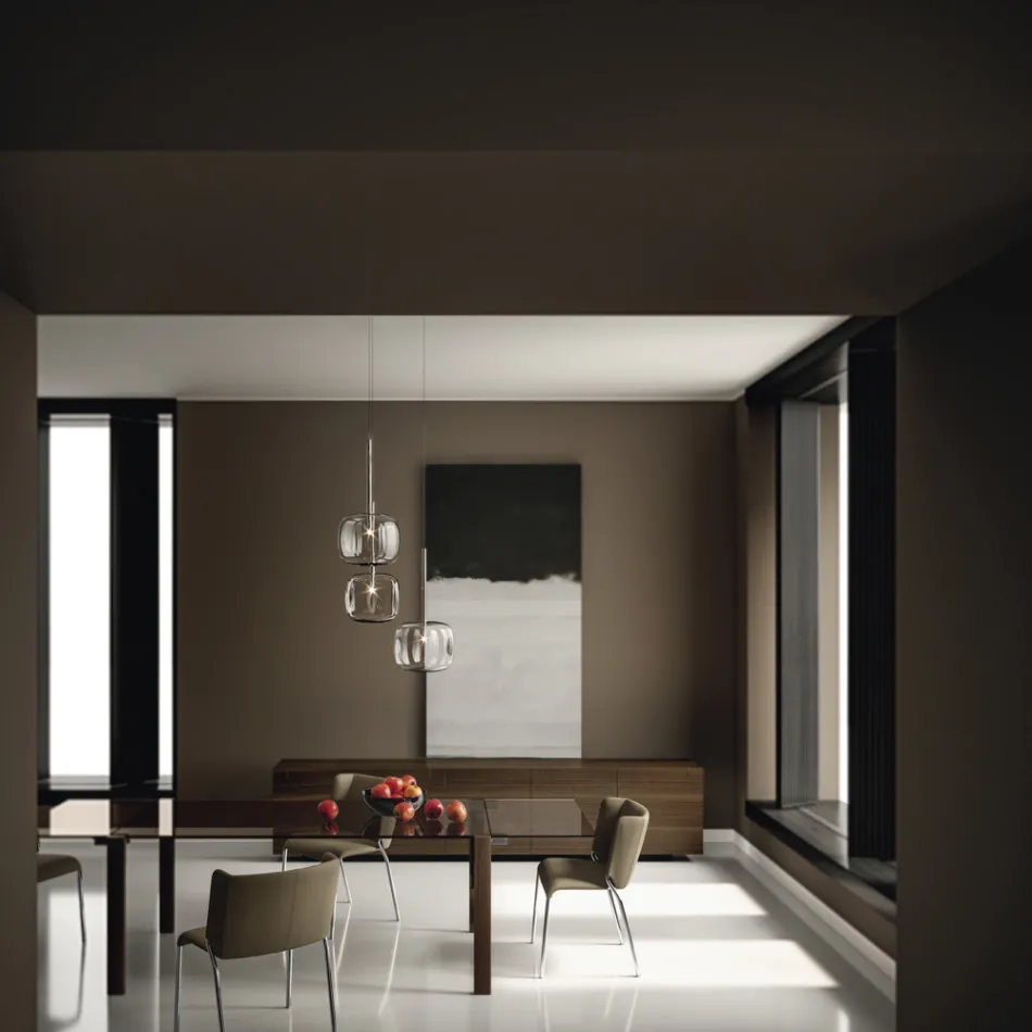 Madia da Salotto in Legno con Struttura in Vetro Made in Italy - Azuki Viadurini