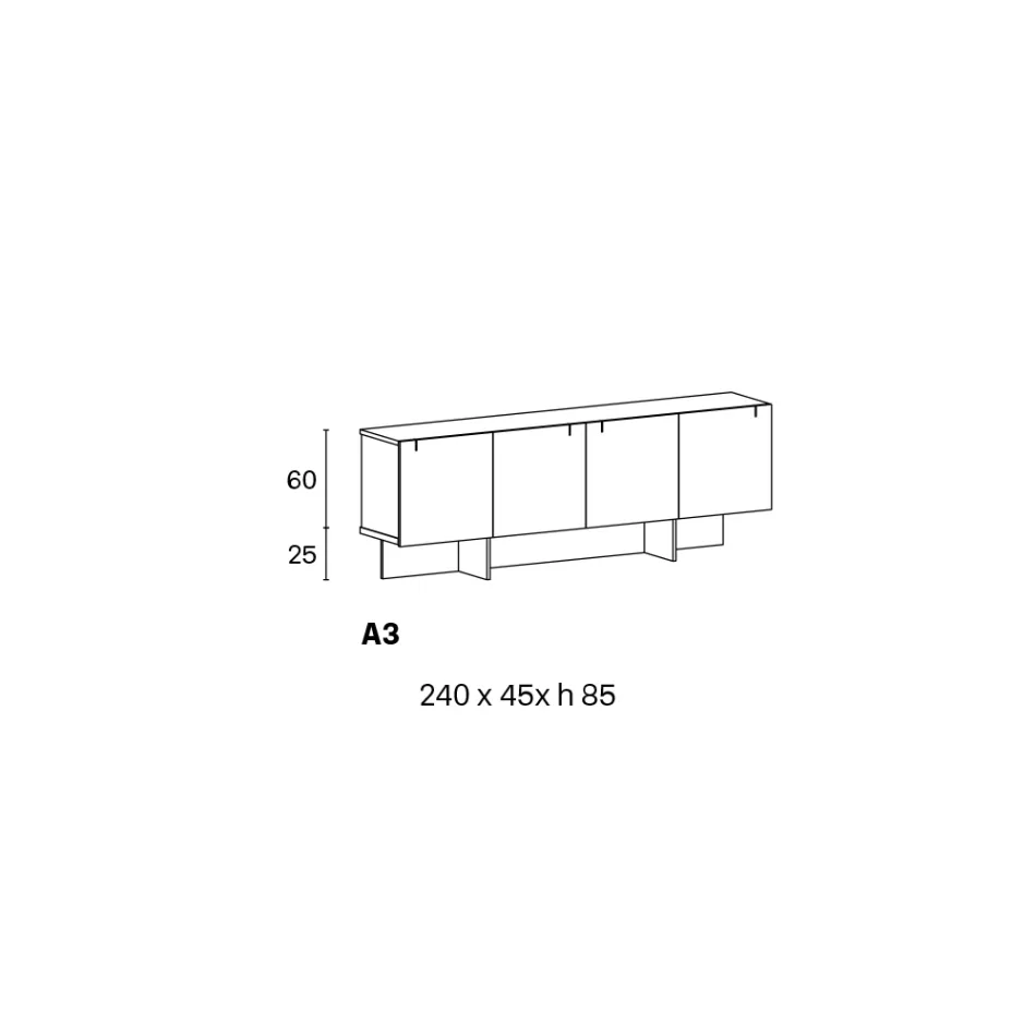Madia da Salotto in Legno con Struttura in Vetro Made in Italy - Azuki Viadurini
