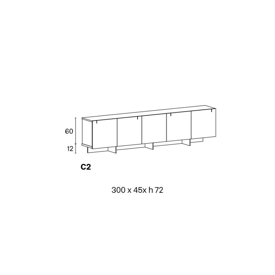 Madia da Salotto in Legno con Struttura in Vetro Made in Italy - Azuki Viadurini