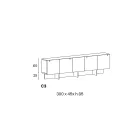 Madia da Salotto in Legno con Struttura in Vetro Made in Italy - Azuki Viadurini