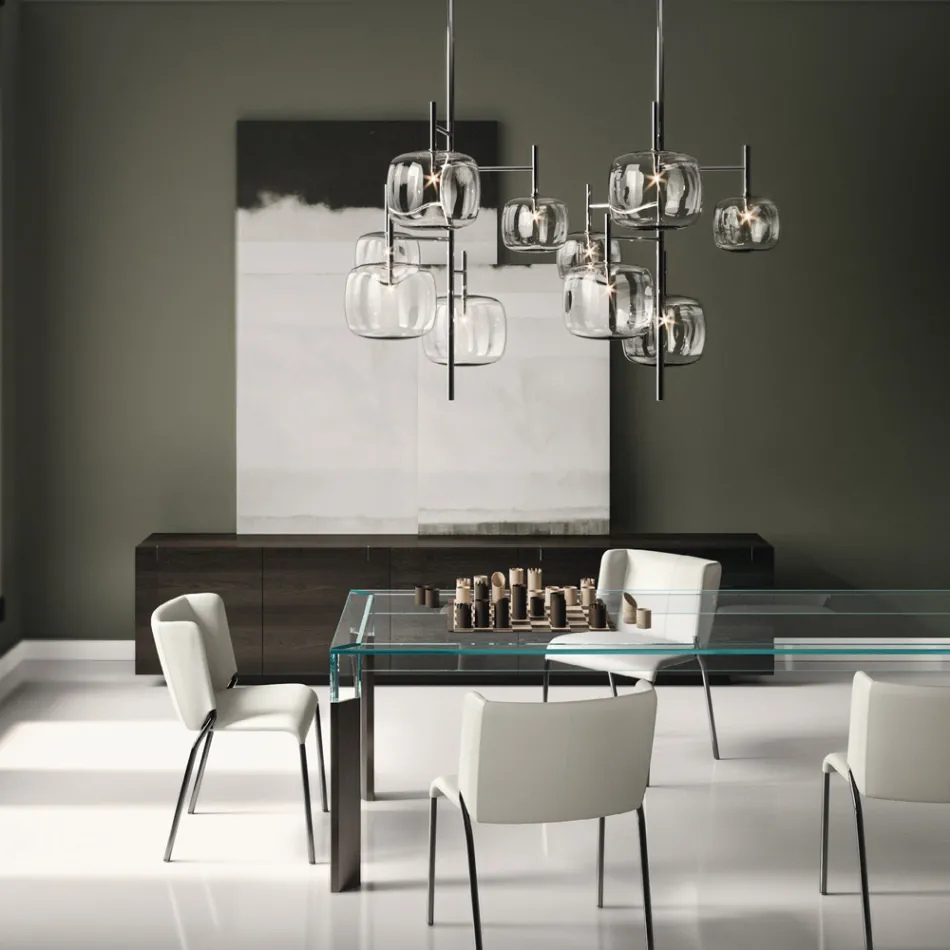 Madia da Salotto in Legno con Struttura in Vetro Made in Italy - Azuki Viadurini