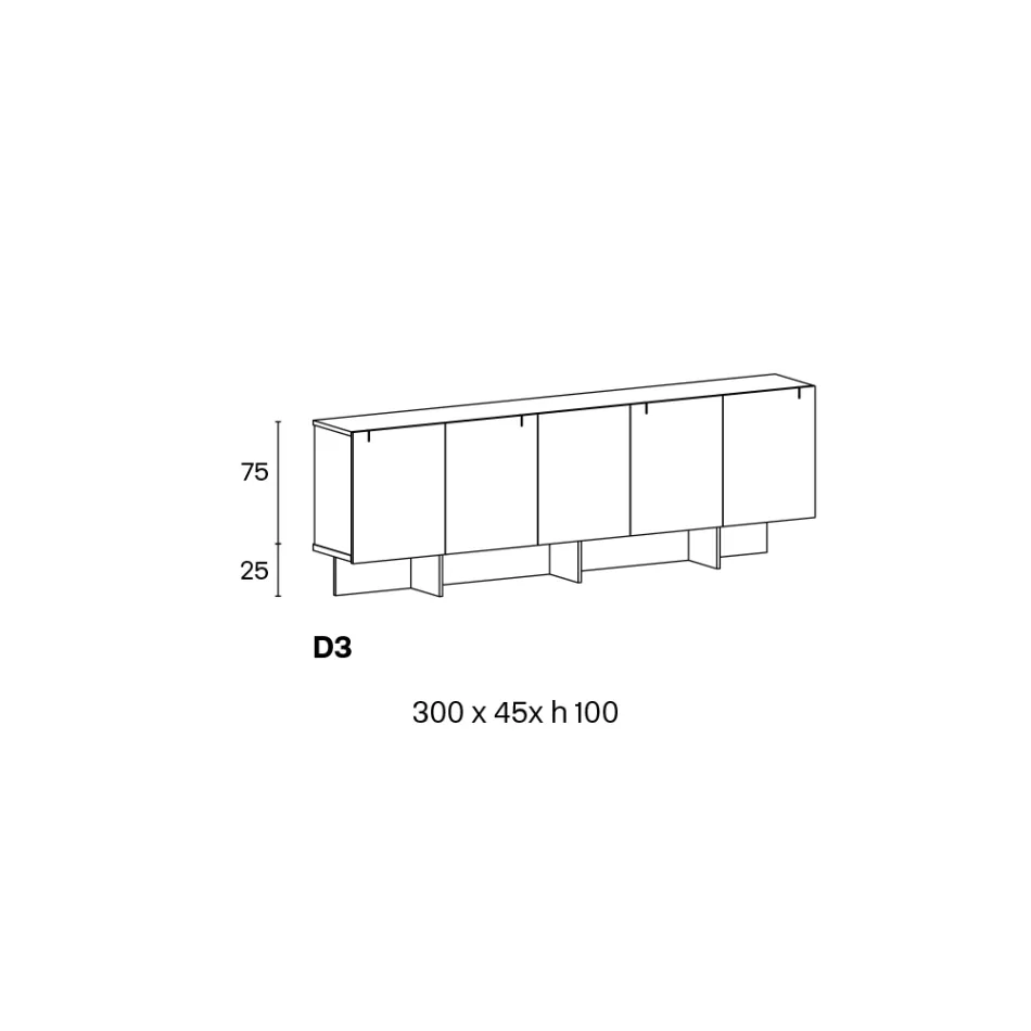 Madia da Salotto in Legno con Struttura in Vetro Made in Italy - Azuki Viadurini