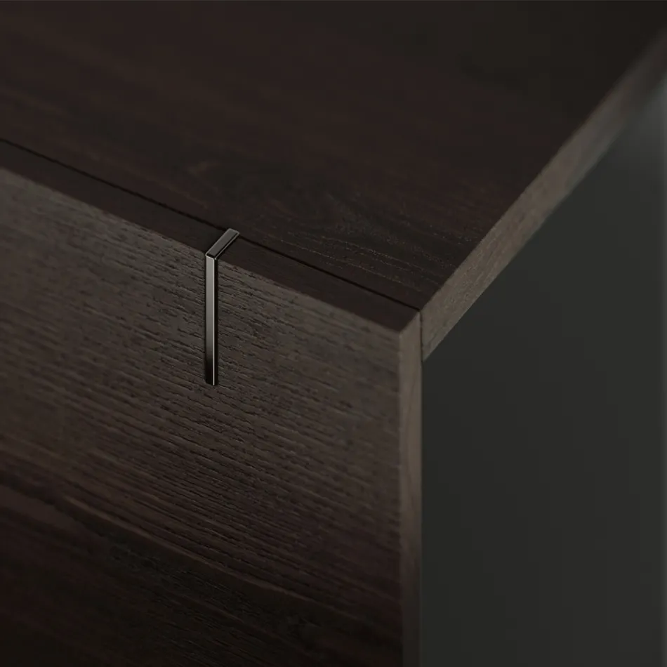 Madia da Salotto in Legno con Struttura in Vetro Made in Italy - Azuki Viadurini