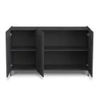 Madia da Salotto Rivestita in Melaminico Finitura Marmo Made in Italy - Zinco Viadurini