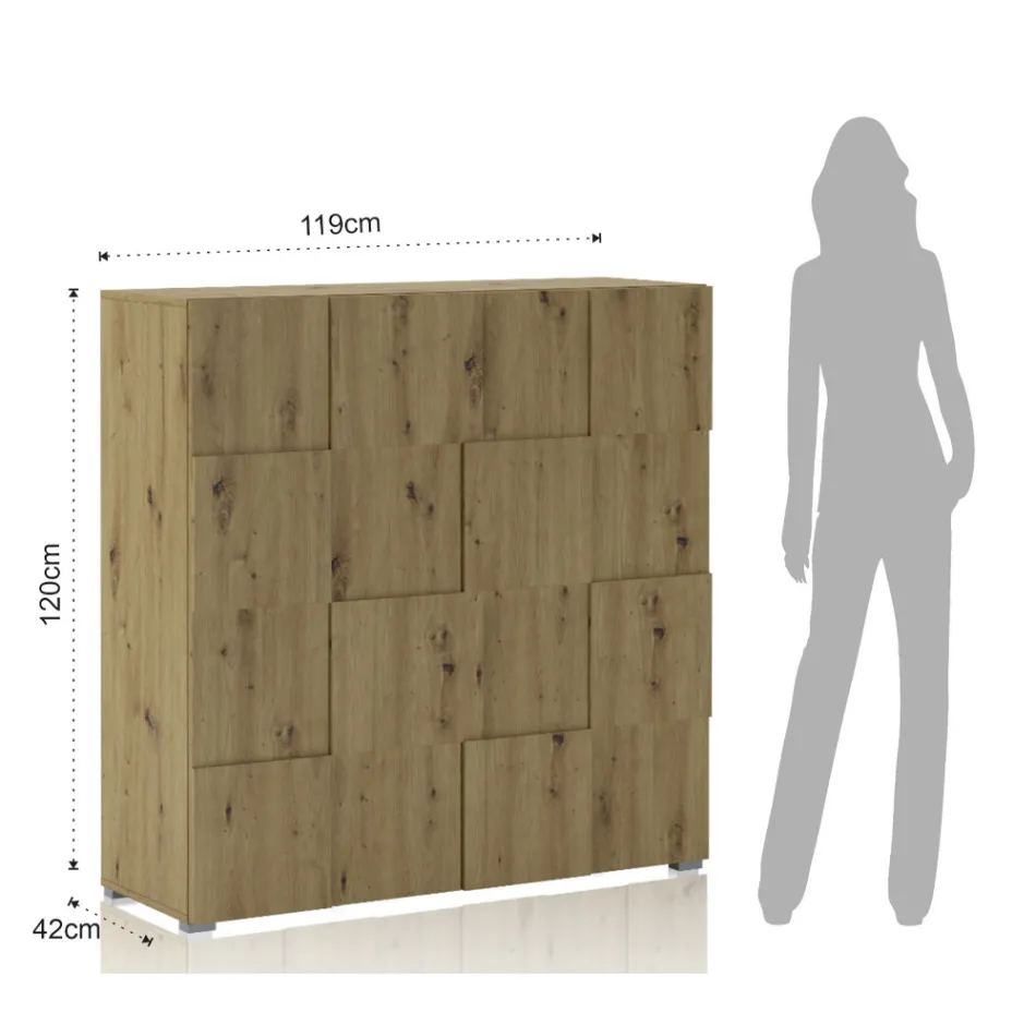 Madia da Soggiorno con 2 Ante Battenti Finitura Rovere - Sodio Viadurini