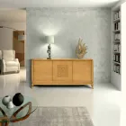 Madia da Soggiorno con 3 Ante e Incisione Centrale Made in Italy - Serenia Viadurini