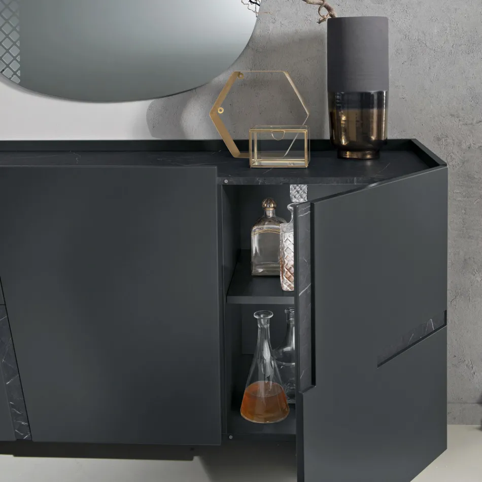 Madia da Soggiorno con 3 Ante in MDF Laccato Made in Italy - Elena Viadurini