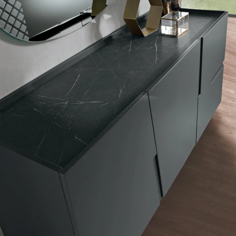 Madia da Soggiorno con 3 Ante in MDF Laccato Made in Italy - Elena Viadurini