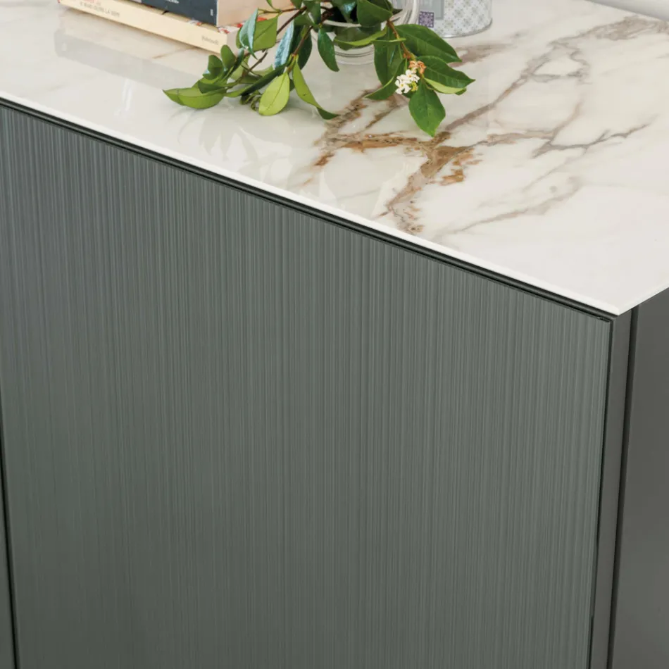 Madia da Soggiorno con Base in Acciaio e Struttura in Nobilitato - Adriel Viadurini