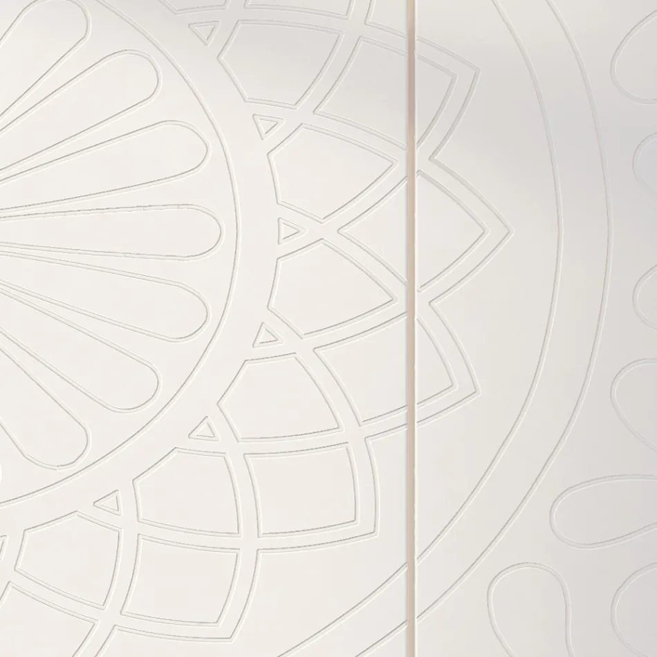 Madia da Soggiorno in Mdf Bianco con Bassorilievo Made in Italy - Stilea Viadurini