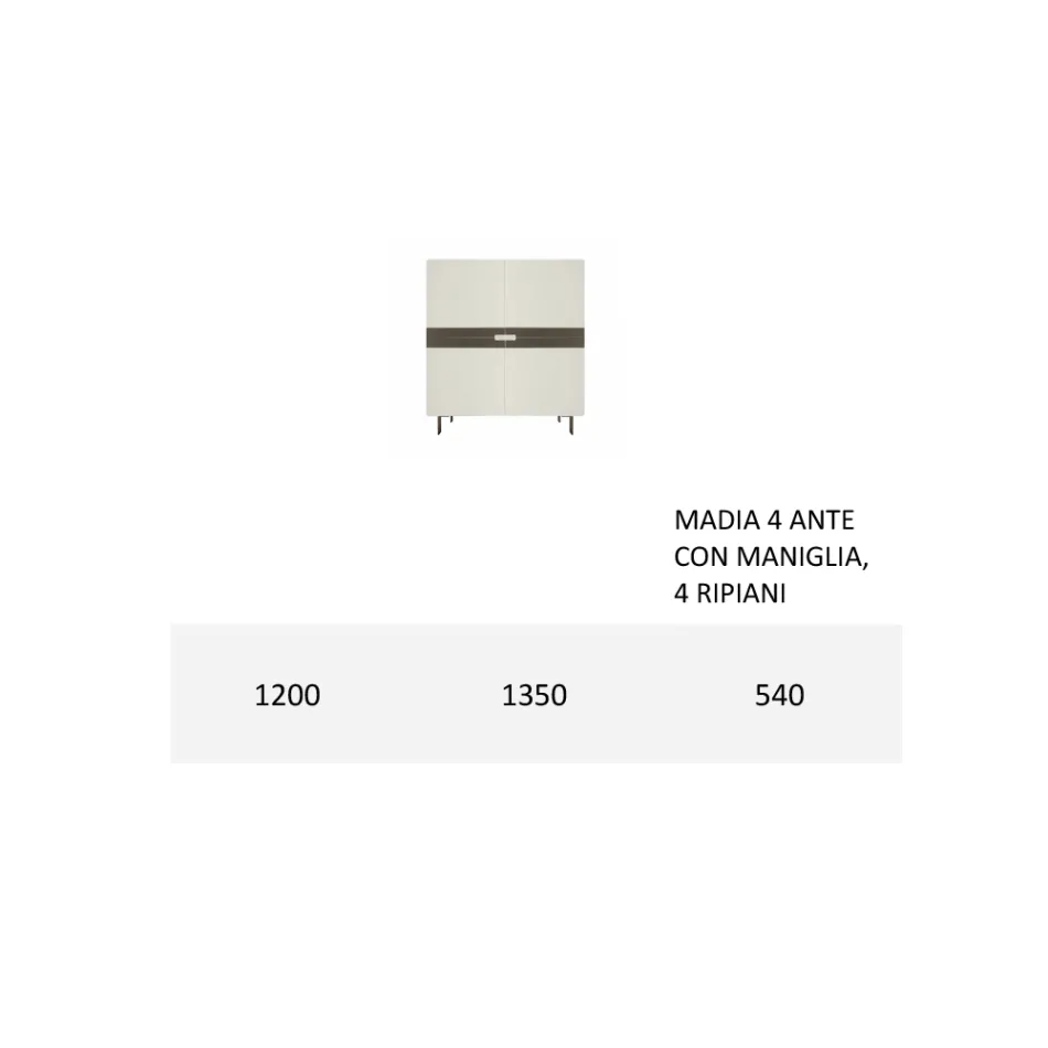 Madia da Soggiorno in Mdf e Appoggio a 4 Gambe Made in Italy - Teresina Viadurini