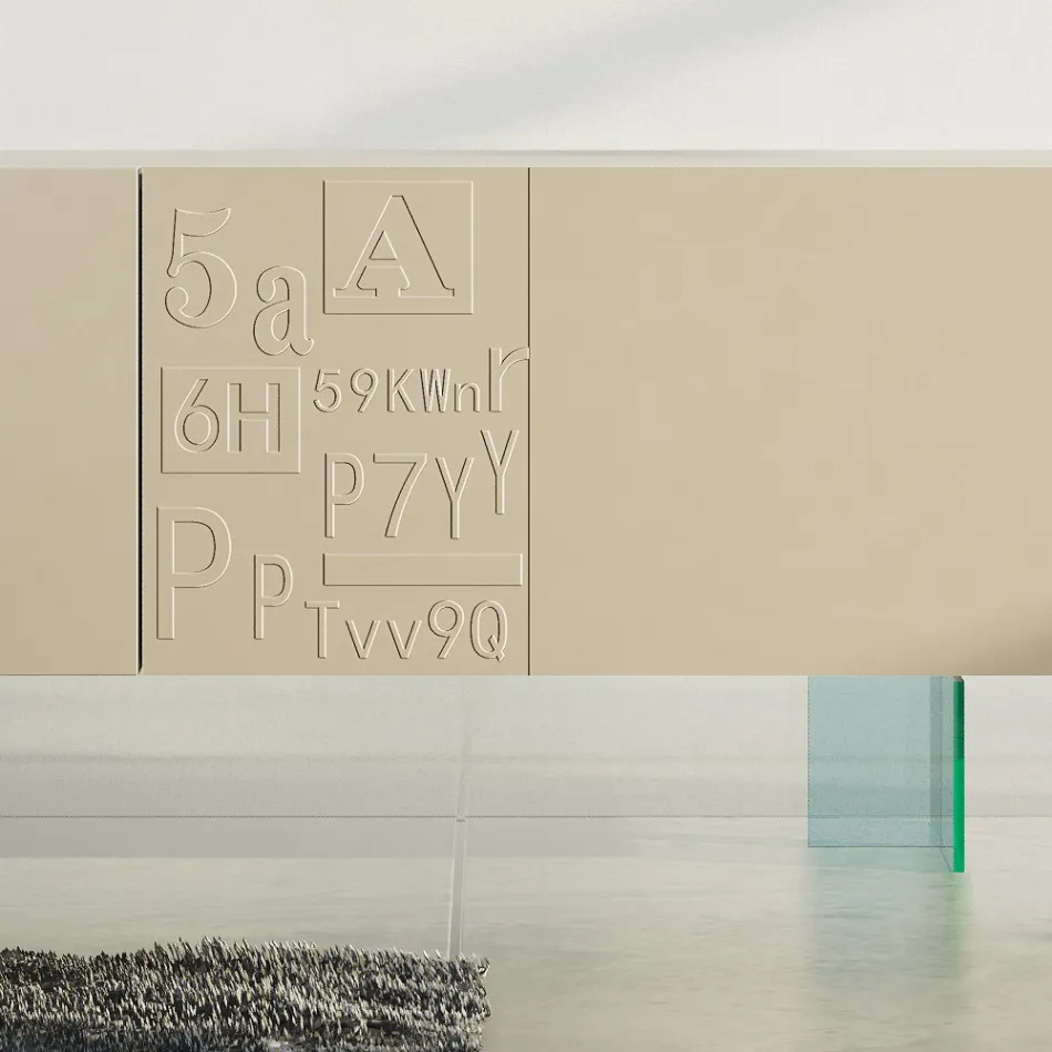 Madia da Soggiorno in Mdf Laccato Opaco e Vetro Made in Italy - Ninetta Viadurini