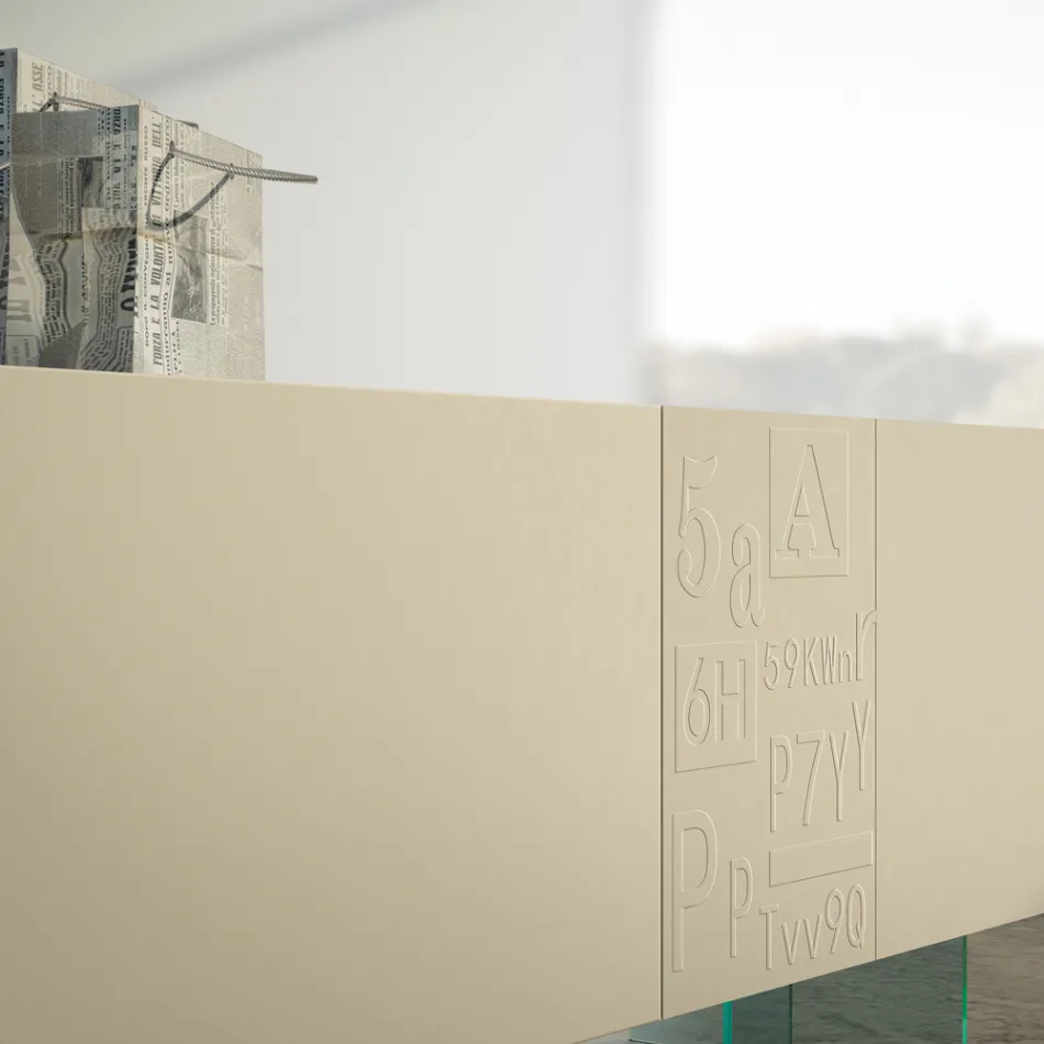 Madia da Soggiorno in Mdf Laccato Opaco e Vetro Made in Italy - Ninetta Viadurini