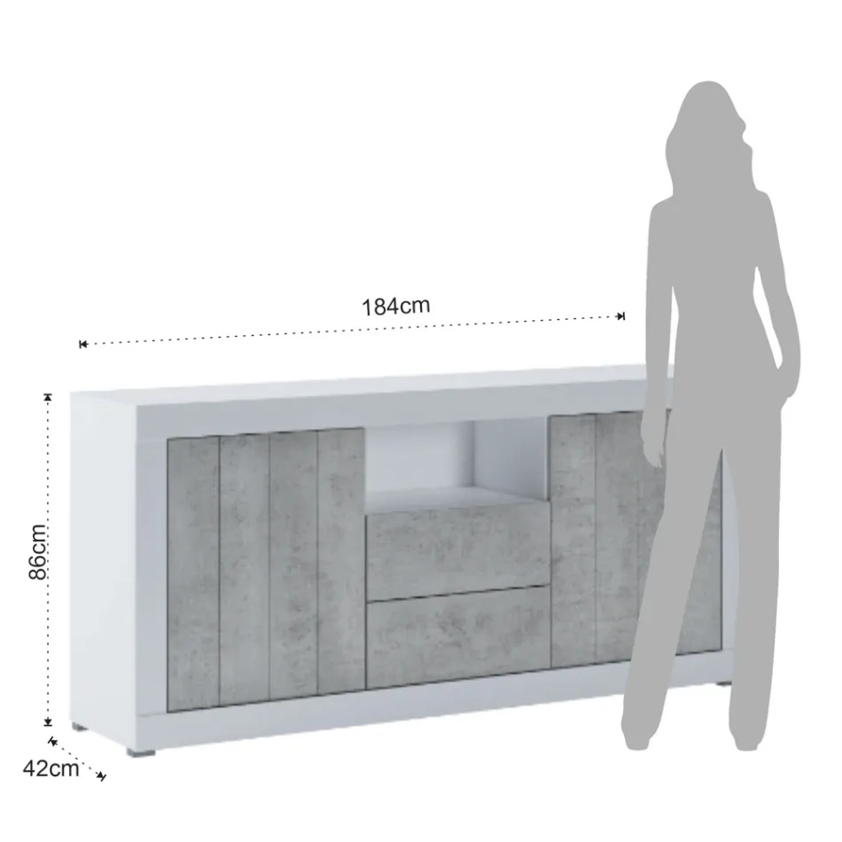 Madia da Soggiorno in Melaminico con 2 Ante e 2 Cassetti - Samario Viadurini