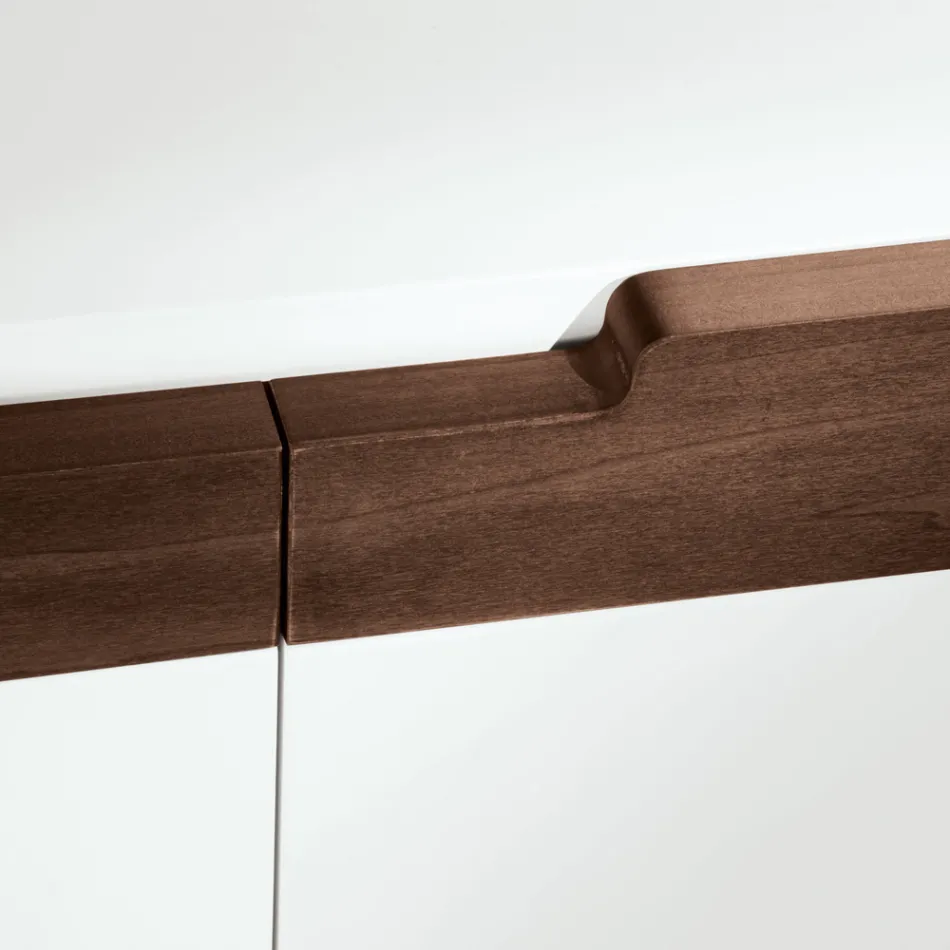 Madia da Zona Living con 4 Ante in Finitura Bianca e Canaletto Made in Italy - Any Viadurini