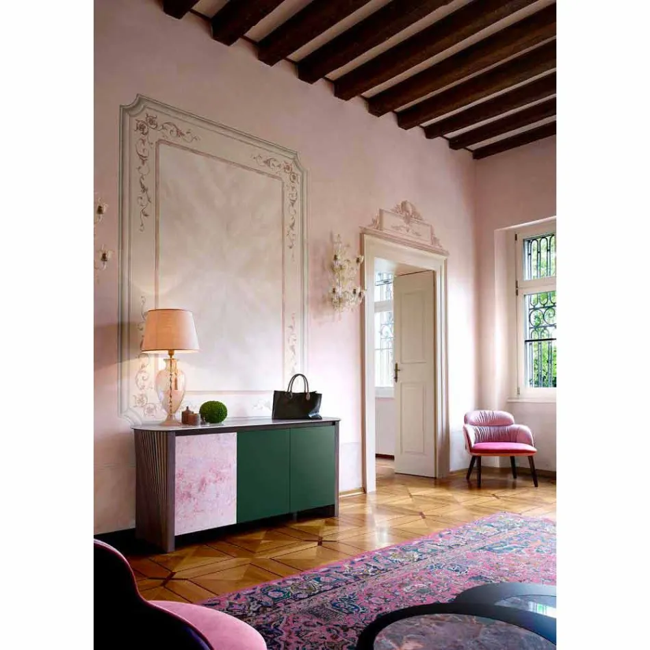 Madia di Design in Gres con Struttura in Legno e Mdf Made in Italy - Cunea Viadurini