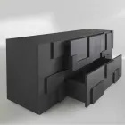 Madia di design in legno di larice spazzolato termotrattato Azalea Viadurini