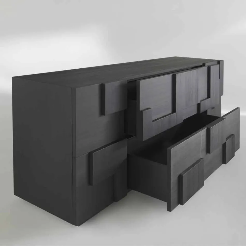 Madia di design in legno di larice spazzolato termotrattato Azalea Viadurini