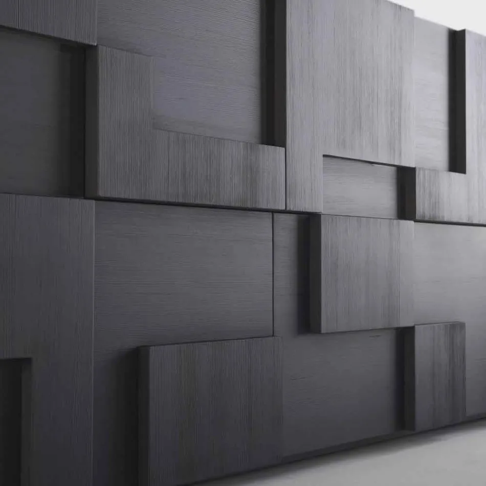 Madia di design in legno di larice spazzolato termotrattato Azalea Viadurini