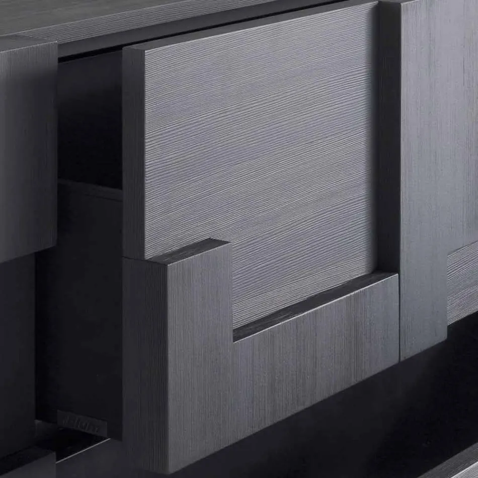 Madia di design in legno di larice spazzolato termotrattato Azalea Viadurini