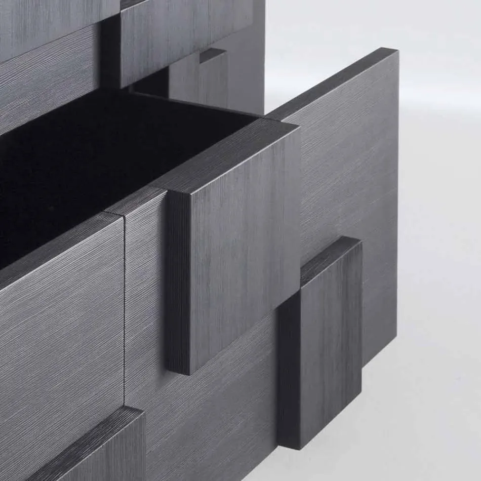 Madia di design in legno di larice spazzolato termotrattato Azalea Viadurini