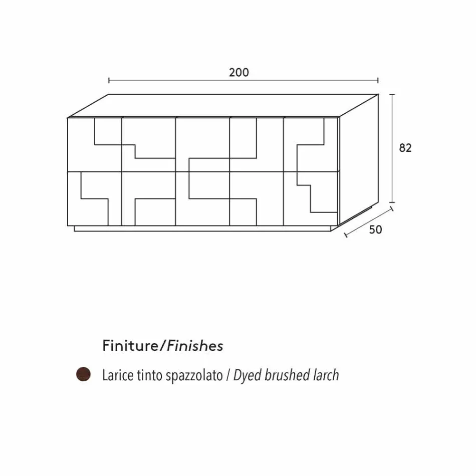 Madia di design in legno di larice spazzolato termotrattato Azalea Viadurini