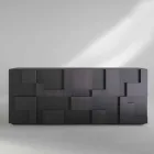 Madia di design in legno di larice spazzolato termotrattato Azalea Viadurini