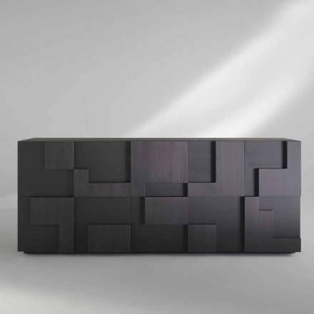 Madia di design in legno di larice spazzolato termotrattato Azalea Viadurini